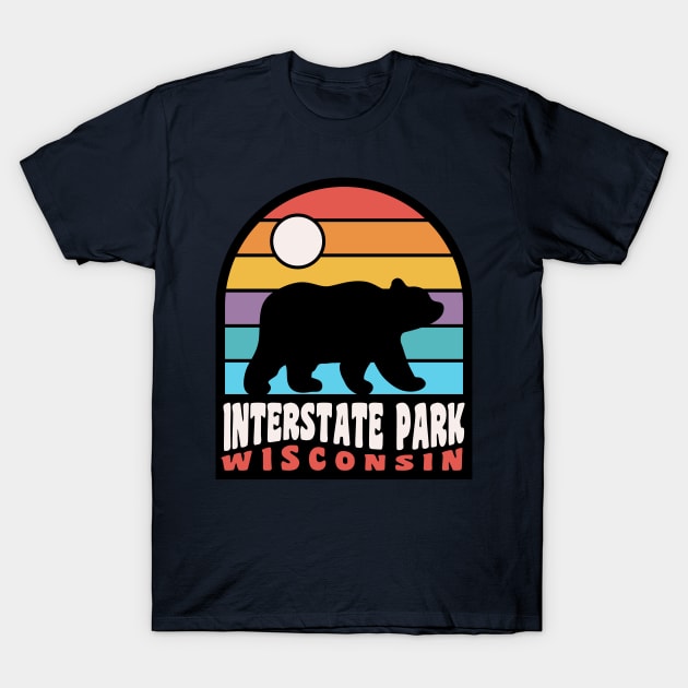 Interstate Park St. Croix Falls Wisconsin Bear Retro Sunset T-Shirt by PodDesignShop